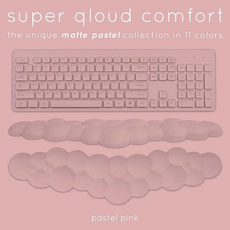 Create-ables Qloud Cloud Wrist Rest Keyboard Wrist Rest for Computer Keyboard Pad, Cloud Keyboard Wrist Rest, Wrist Pad for Keyboard, Memory Foam, Non Slip Base, Comes with Mouse Pad - Pastel Pink - Image 3